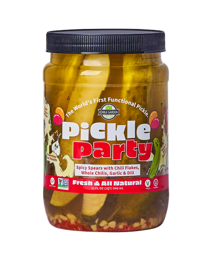 Edible Garden Pickle Party - Fresh & All Natural Spears with Chili Flakes, Garlic & Dill